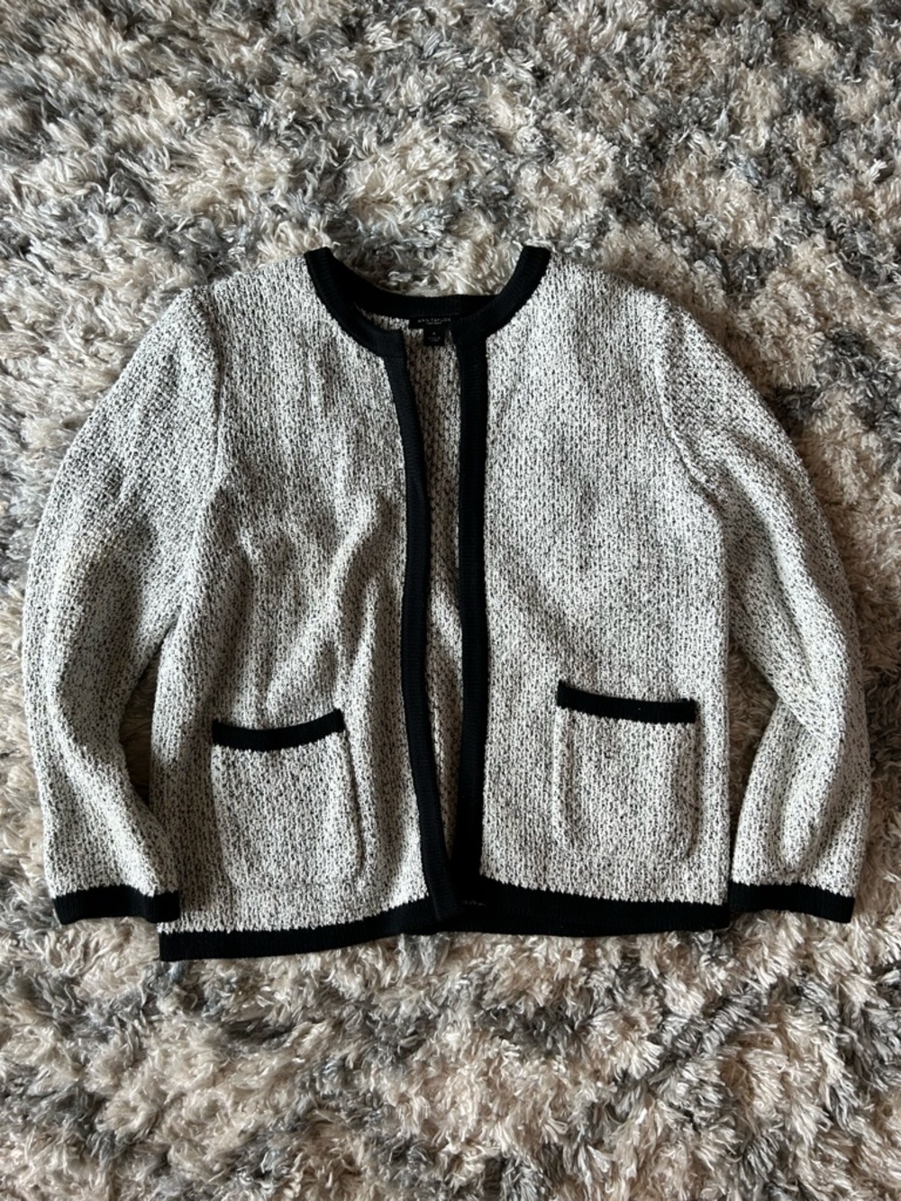 Ann Taylor  Textured Cardigan Bundle - White & Black - Picture 2 of 11